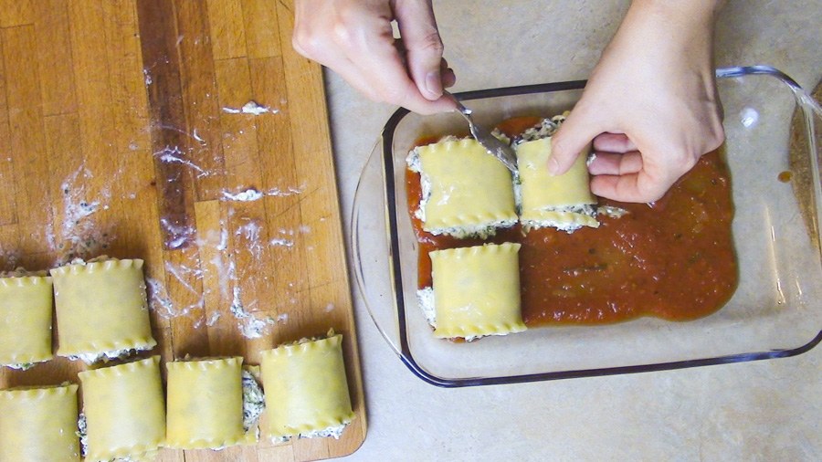 Rotoli di lasagne ricce