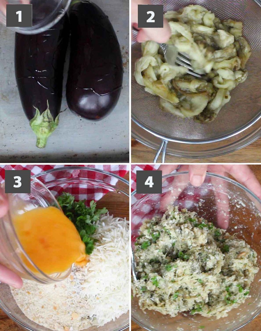 Impasto delle polpette alla siciliana fatte con le melanzane