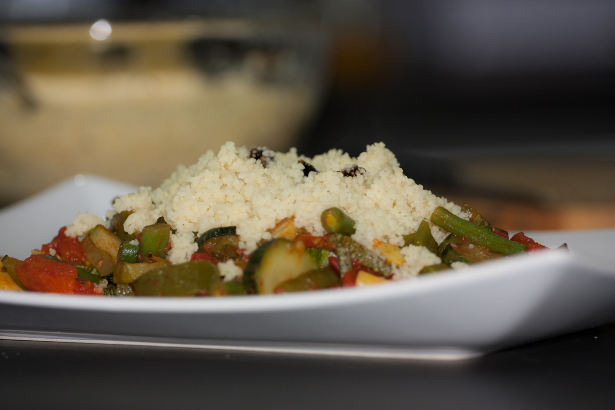 Cous cous con verdure,presentazione del piatto finito