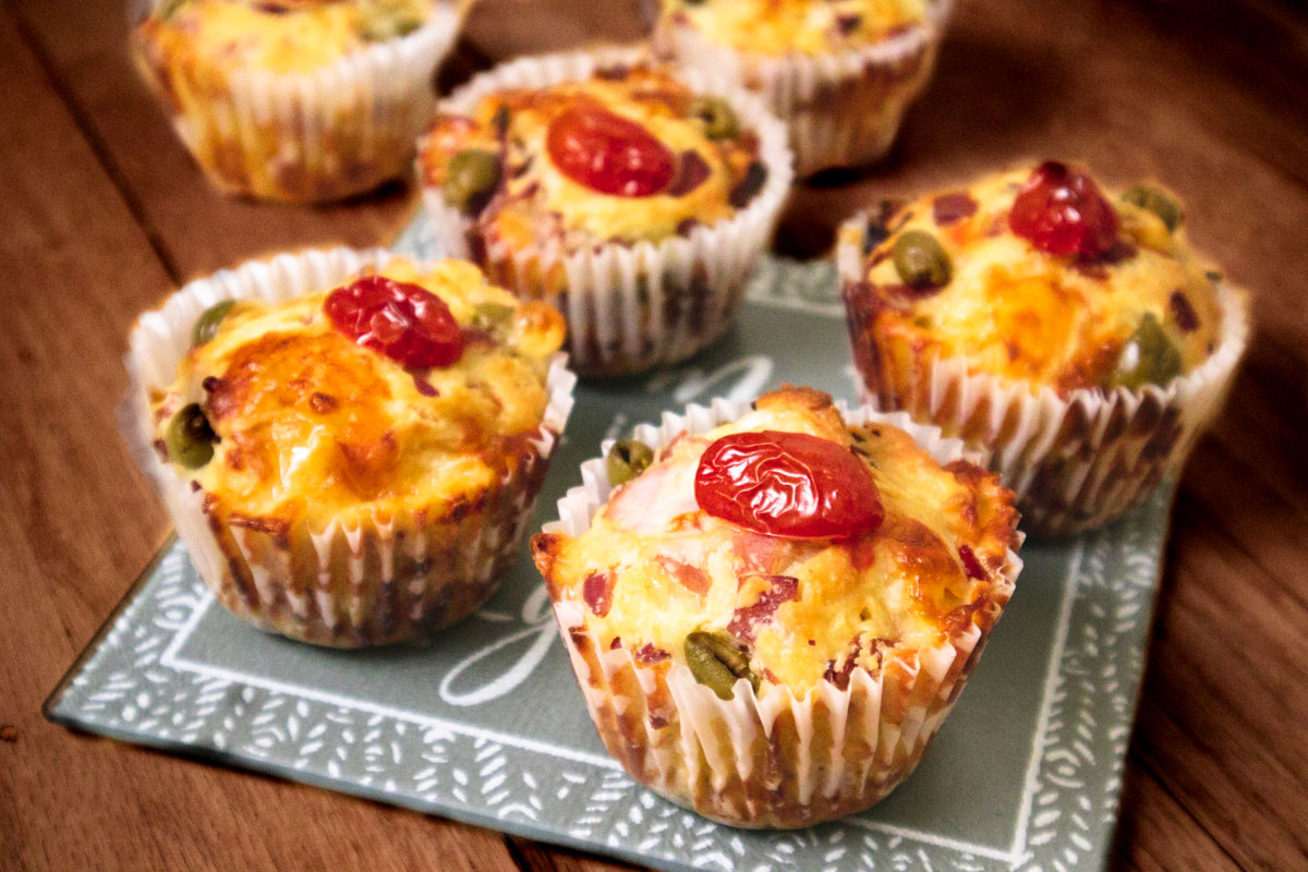 Antipasti Muffin salati prosciutto e formaggio